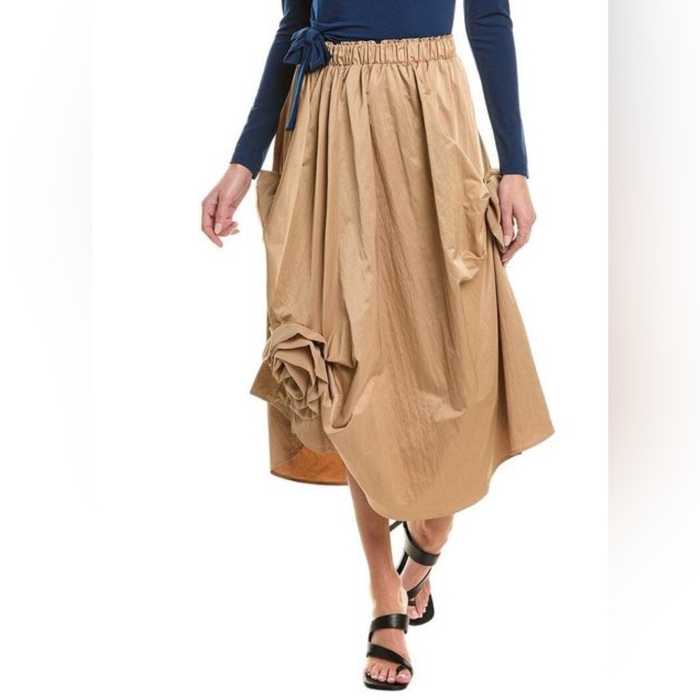 031 Gracia Natural Rose Applique Skirt